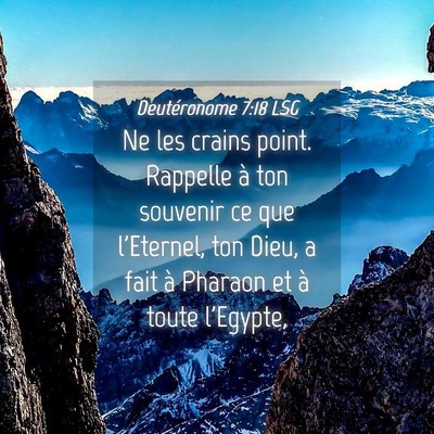 Picture 04 - Deutéronome 7:18 LSG - Ne les crains point. Rappelle à ton souvenir ce - Bible Verse Picture