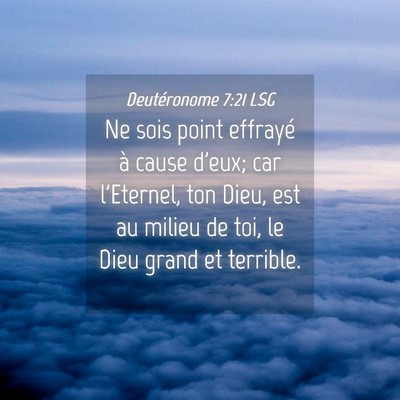 Picture 04 - Deutéronome 7:21 LSG - Ne sois point effrayé à cause d'eux; car - Bible Verse Picture