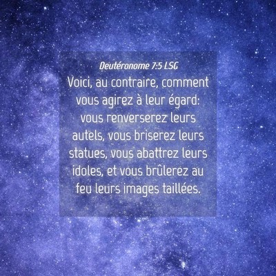 Picture 04 - Deutéronome 7:5 LSG - Voici, au contraire, comment vous agirez à leur - Bible Verse Picture