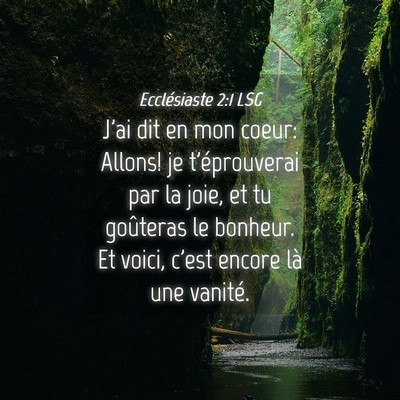 Picture 04 - Ecclésiaste 2:1 LSG - J'ai dit en mon coeur: Allons! je t'éprouverai - Bible Verse Picture