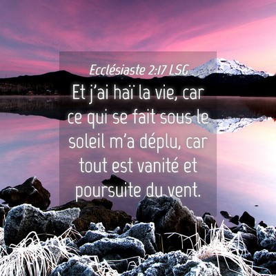 Picture 04 - Ecclésiaste 2:17 LSG - Et j'ai haï la vie, car ce qui se fait sous le - Bible Verse Picture