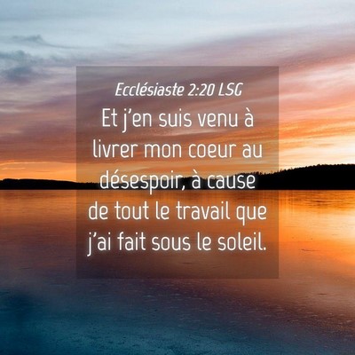 Picture 04 - Ecclésiaste 2:20 LSG - Et j'en suis venu à livrer mon coeur au - Bible Verse Picture