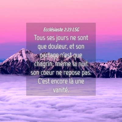 Picture 04 - Ecclésiaste 2:23 LSG - Tous ses jours ne sont que douleur, et son - Bible Verse Picture