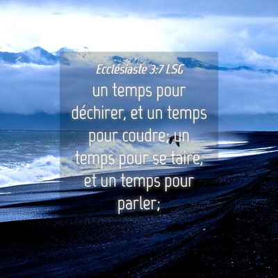 Picture 04 - Ecclésiaste 3:7 LSG - un temps pour déchirer, et un temps pour coudre; - Bible Verse Picture