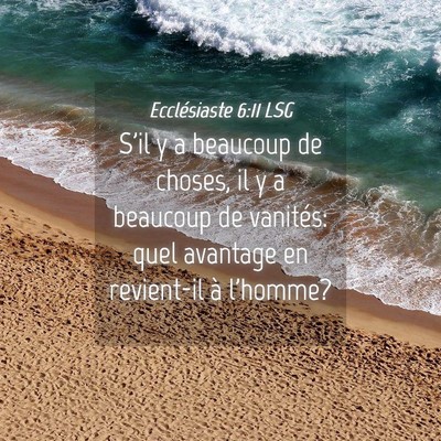Picture 04 - Ecclésiaste 6:11 LSG - S'il y a beaucoup de choses, il y a beaucoup de - Bible Verse Picture