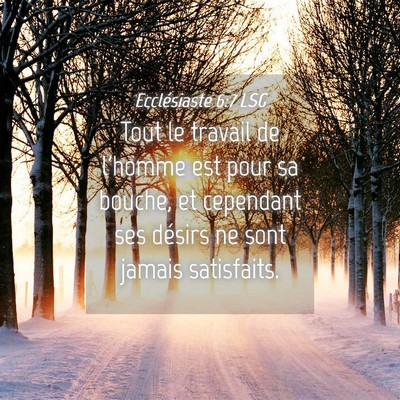 Picture 04 - Ecclésiaste 6:7 LSG - Tout le travail de l'homme est pour sa bouche, et - Bible Verse Picture