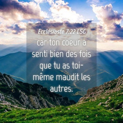 Picture 04 - Ecclésiaste 7:22 LSG - car ton coeur a senti bien des fois que tu as - Bible Verse Picture