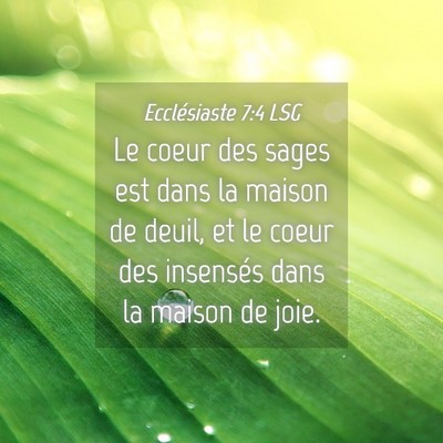 Picture 04 - Ecclésiaste 7:4 LSG - Le coeur des sages est dans la maison de deuil, - Bible Verse Picture