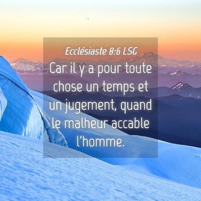 Picture 04 - Ecclésiaste 8:6 LSG - Car il y a pour toute chose un temps et un - Bible Verse Picture