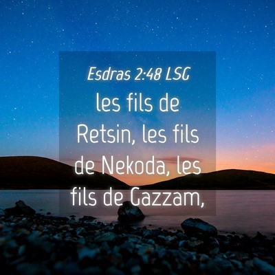 Picture 04 - Esdras 2:48 LSG - les fils de Retsin, les fils de Nekoda, les fils - Bible Verse Picture