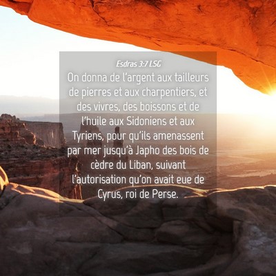 Picture 04 - Esdras 3:7 LSG - On donna de l'argent aux tailleurs de pierres et - Bible Verse Picture