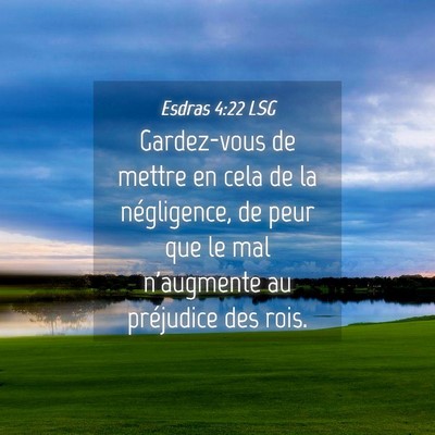 Picture 04 - Esdras 4:22 LSG - Gardez-vous de mettre en cela de la négligence, - Bible Verse Picture