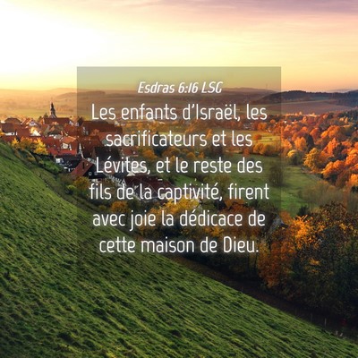 Picture 04 - Esdras 6:16 LSG - Les enfants d'Israël, les sacrificateurs et les - Bible Verse Picture