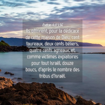 Picture 04 - Esdras 6:17 LSG - Ils offrirent, pour la dédicace de cette maison - Bible Verse Picture