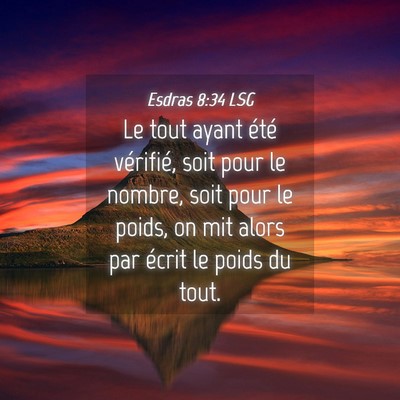 Picture 04 - Esdras 8:34 LSG - Le tout ayant été vérifié, soit pour le - Bible Verse Picture