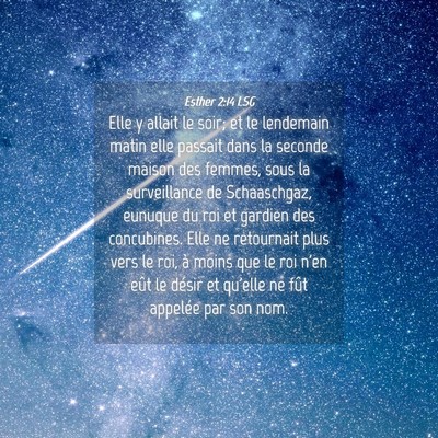 Picture 04 - Esther 2:14 LSG - Elle y allait le soir; et le lendemain matin elle - Bible Verse Picture