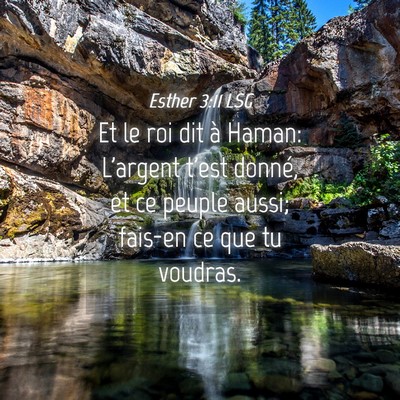 Picture 04 - Esther 3:11 LSG - Et le roi dit à Haman: L'argent t'est donné, et - Bible Verse Picture