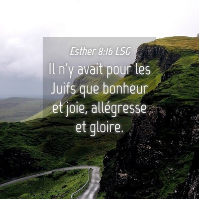 Picture 04 - Esther 8:16 LSG - Il n'y avait pour les Juifs que bonheur et joie, - Bible Verse Picture