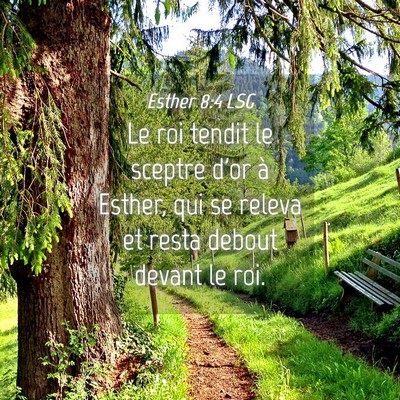 Picture 04 - Esther 8:4 LSG - Le roi tendit le sceptre d'or à Esther, qui se - Bible Verse Picture
