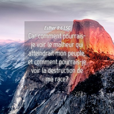 Picture 04 - Esther 8:6 LSG - Car comment pourrais-je voir le malheur qui - Bible Verse Picture