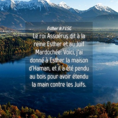 Picture 04 - Esther 8:7 LSG - Le roi Assuérus dit à la reine Esther et au - Bible Verse Picture