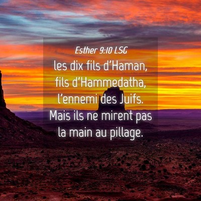 Picture 04 - Esther 9:10 LSG - les dix fils d'Haman, fils d'Hammedatha, l'ennemi - Bible Verse Picture