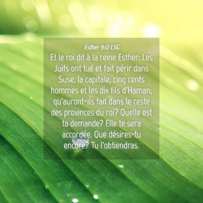 Picture 04 - Esther 9:12 LSG - Et le roi dit à la reine Esther: Les Juifs ont - Bible Verse Picture