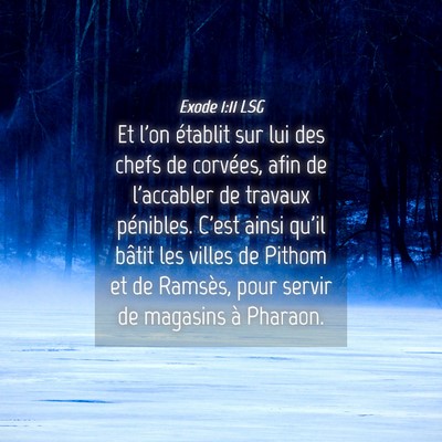 Picture 04 - Exode 1:11 LSG - Et l'on établit sur lui des chefs de corvées, - Bible Verse Picture
