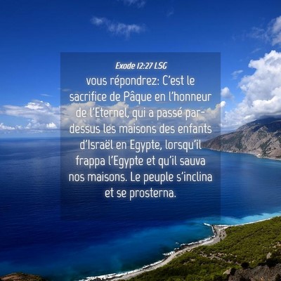 Picture 04 - Exode 12:27 LSG - vous répondrez: C'est le sacrifice de Pâque en - Bible Verse Picture