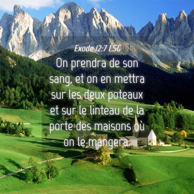 Picture 04 - Exode 12:7 LSG - On prendra de son sang, et on en mettra sur les - Bible Verse Picture