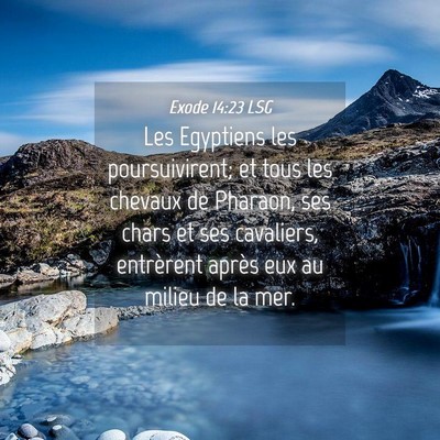 Picture 04 - Exode 14:23 LSG - Les Egyptiens les poursuivirent; et tous les - Bible Verse Picture