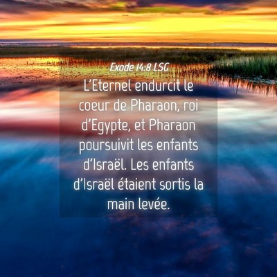 Picture 04 - Exode 14:8 LSG - L'Eternel endurcit le coeur de Pharaon, roi - Bible Verse Picture