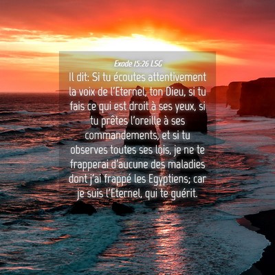 Picture 04 - Exode 15:26 LSG - Il dit: Si tu écoutes attentivement la voix de - Bible Verse Picture
