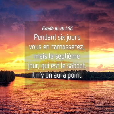 Picture 04 - Exode 16:26 LSG - Pendant six jours vous en ramasserez; mais le - Bible Verse Picture