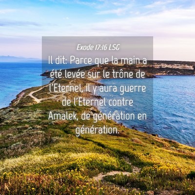 Picture 04 - Exode 17:16 LSG - Il dit: Parce que la main a été levée sur le - Bible Verse Picture