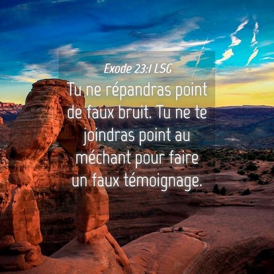 Picture 04 - Exode 23:1 LSG - Tu ne répandras point de faux bruit. Tu ne te - Bible Verse Picture