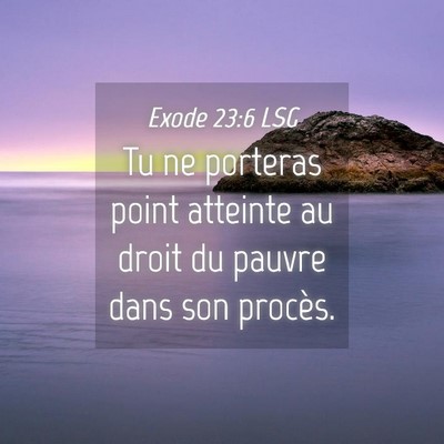 Picture 04 - Exode 23:6 LSG - Tu ne porteras point atteinte au droit du pauvre - Bible Verse Picture