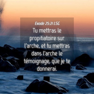 Picture 04 - Exode 25:21 LSG - Tu mettras le propitiatoire sur l'arche, et tu - Bible Verse Picture