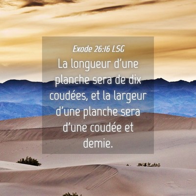 Picture 04 - Exode 26:16 LSG - La longueur d'une planche sera de dix coudées, - Bible Verse Picture