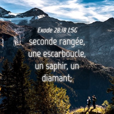 Picture 04 - Exode 28:18 LSG - seconde rangée, une escarboucle, un saphir, un - Bible Verse Picture