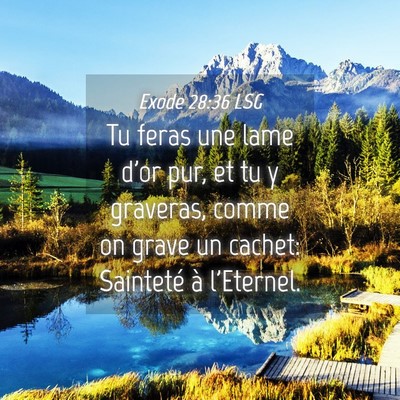 Picture 04 - Exode 28:36 LSG - Tu feras une lame d'or pur, et tu y graveras, - Bible Verse Picture