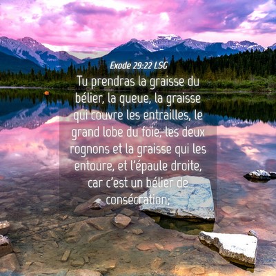 Picture 04 - Exode 29:22 LSG - Tu prendras la graisse du bélier, la queue, la - Bible Verse Picture