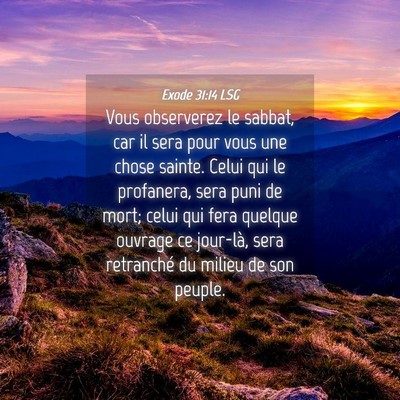 Picture 04 - Exode 31:14 LSG - Vous observerez le sabbat, car il sera pour vous - Bible Verse Picture