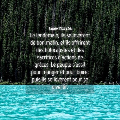 Picture 04 - Exode 32:6 LSG - Le lendemain, ils se levèrent de bon matin, et - Bible Verse Picture