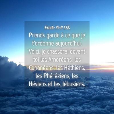 Picture 04 - Exode 34:11 LSG - Prends garde à ce que je t'ordonne aujourd'hui. - Bible Verse Picture