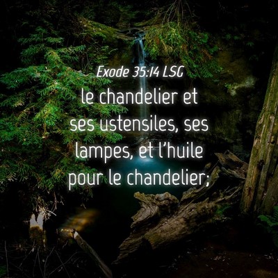 Picture 04 - Exode 35:14 LSG - le chandelier et ses ustensiles, ses lampes, et - Bible Verse Picture
