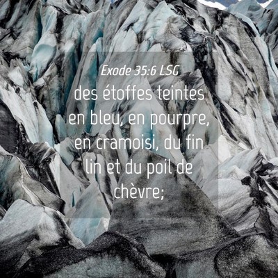 Picture 04 - Exode 35:6 LSG - des étoffes teintes en bleu, en pourpre, en - Bible Verse Picture