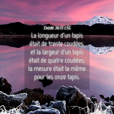Picture 04 - Exode 36:15 LSG - La longueur d'un tapis était de trente coudées, - Bible Verse Picture