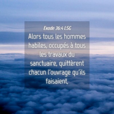 Picture 04 - Exode 36:4 LSG - Alors tous les hommes habiles, occupés à tous - Bible Verse Picture