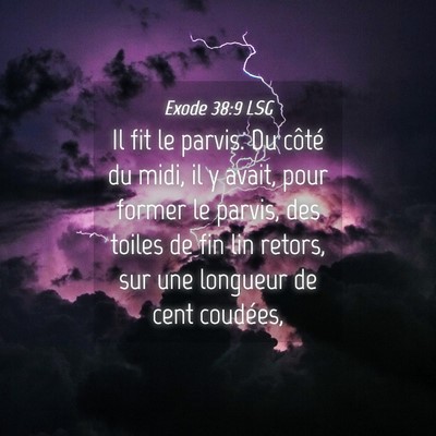 Picture 04 - Exode 38:9 LSG - Il fit le parvis. Du côté du midi, il y avait, - Bible Verse Picture